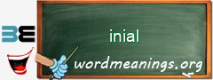 WordMeaning blackboard for inial